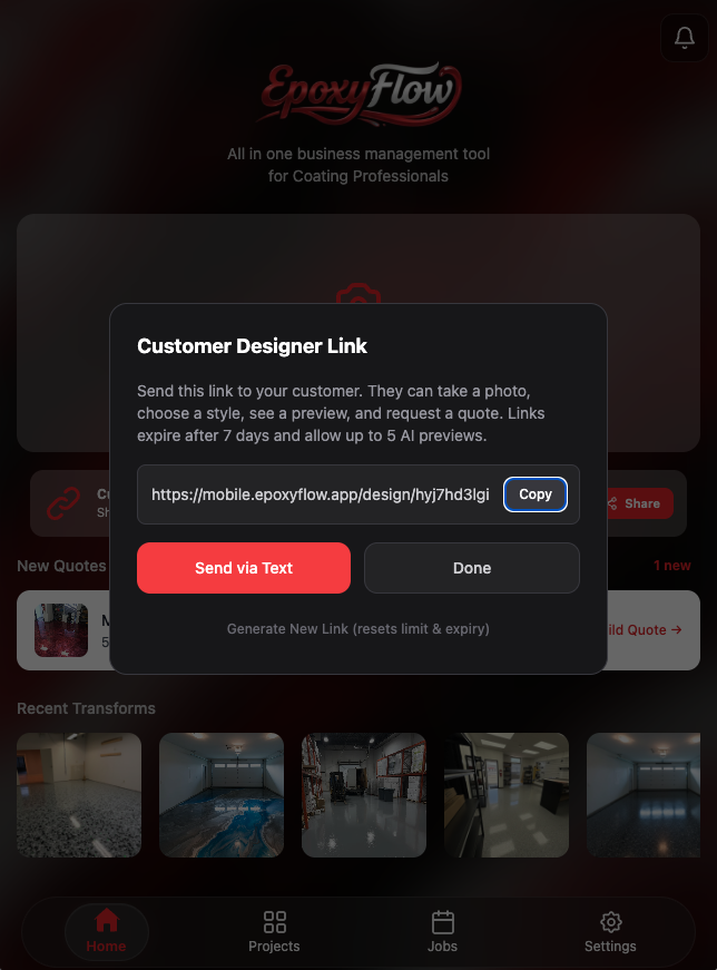 Customer Designer Link