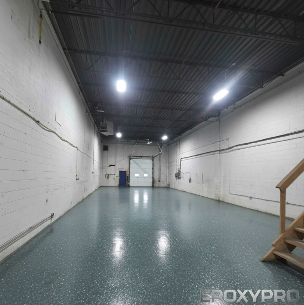 Warehouse floor after flake epoxy